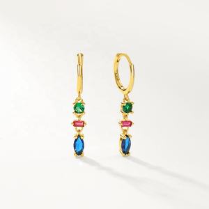 Nagosa bijoux colorés 18k or vermeil 925 argent sterling géométrique <span class=keywords><strong>cubi</strong></span> zircone boucles d'oreilles goutte - Product Image 1