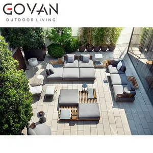 Set da giardino per patio esterno divano mobili in legno divano in teak stagionato