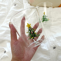 Gobelet en verre pour arbre de Noël créatif, gobelet à jus 3D pour la maison, design atmosphérique, verre borosilicate de haute qualité, résistant aux hautes températures