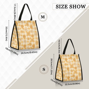Custom Print Yellow Palaka Hawaii Puakenikeni Flower Lunch Box Reusable Lunch Tote Bags Leakproof Portable Cooler Bag for Women - Product Image 4