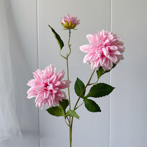Dahlias en soie de haute qualité à 3 têtes, fleurs de dahlias réalistes, fleurs artificielles pour mariage - Product Image 2