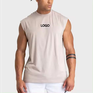 ارتفاع غسل الشارع سترة قطع بيع بالجملة عالية الجودة فارغة الرجال قميص بلا أكمام ، قطن ، GSM الرياضة تانك الأعلى للصالة الرياضية - Product Image 2