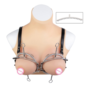 Verstelbare borstklem met metalen spikes en leren ketting, erotische speeltjes voor koppels, slavenspel accessoires. - Product Image 5