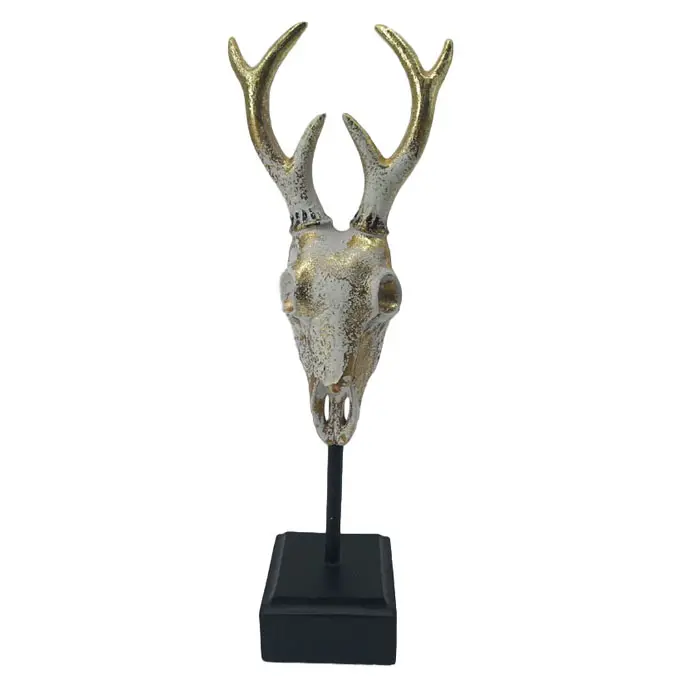 탑 그레이스 헤드 동상 기본 수지 사슴 두개골 조각 홈 장식 인공 야생 동물 동물 두개골 OEM 디자인