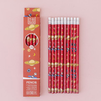 Juego de 10 Lápices de Madera con Goma de Borrar HB, Diseño de Dibujos Animados, Colores Personalizables, para Uso Escolar, para Niños