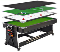 Nouvelle table de jeux multifonctionnelle 4-en-1 rotative de 7 pieds avec billard/hockey sur air/tennis de table