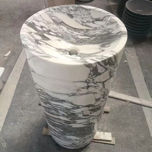 Lavabo a <span class=keywords><strong>colonna</strong></span> italiana in marmo bianco di lusso Arabescato, ideale per il Design del <span class=keywords><strong>bagno</strong></span> di fascia alta - Product Image 1