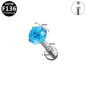 <b>Titanium</b> Star Crystal Ear <b>Studs</b> F136 ASTM For Piercing Jewelry - Product Image 3
