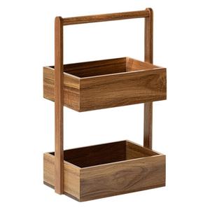 מדף במבוק כפול אחסון עץ מחסן רב שכבתית סלון קוסמטי מארגן - Product Image 4