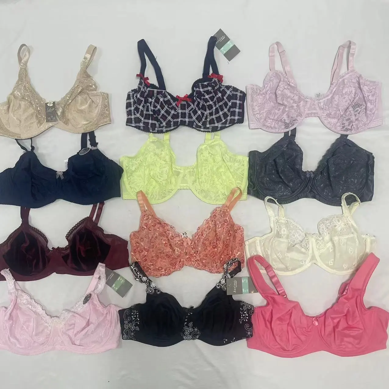 Low Price Clearance Inventory High-quality Mixed Thin Cup Lace Bra Without Padding Large Size Women's Underwear-P