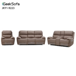 Geeksofa Furniture Modern <strong>Leather</strong> Manual Motion <strong>Recliner</strong> Sofa Set <strong>3</strong> 2 1 With Console &amp; Folding Down Table For Living Room - Product Image 1
