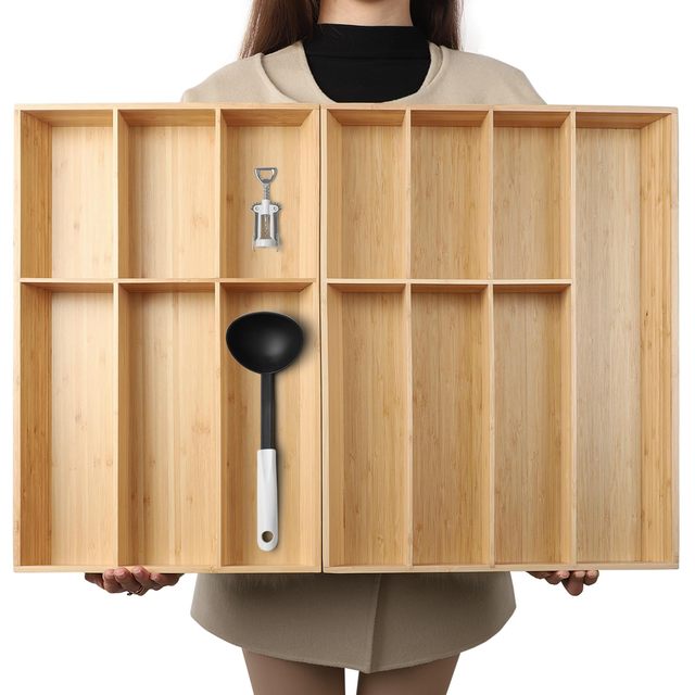 Expandable Bamboo Spice Drawer Organizer - 4-Tier Adjustable Rack