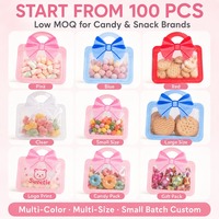 Sac en plastique imprimé de logo personnalisé Nouveau Bow Tote avec fermeture éclair en PET pour aliments pour bébés Biscuits au four Snacks Stockage Gravure Emballage