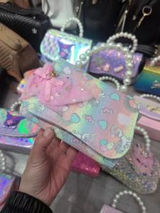 Borsa da principessa da ragazza con fiocco carino con perla cartone animato borsa a catena borsa diagonale all'ingrosso - Product Image 3