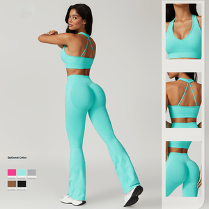 Gran oferta <span class=keywords><strong>de</strong></span> <span class=keywords><strong>ropa</strong></span> <span class=keywords><strong>deportiva</strong></span> para mujer, chándal liso, informal, dos piezas, sujetador Sexy, mallas holgadas, pantalones cortos, conjunto <span class=keywords><strong>de</strong></span> Jogger, conjuntos <span class=keywords><strong>de</strong></span> Yoga personalizados para mujer - Product Image 3
