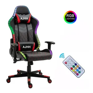 사용자 정의 로고 게이머 dropshipping 레이싱 컴퓨터 led 라이트 게임 의자 rgb