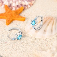 MULA Boucles d'oreilles papillon en argent sterling 925 plaqué platine classique avec zirconium bleu Boucles d'oreilles créoles pour femmes Fête Bijoux fins