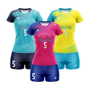 Offre spéciale séchage rapide à manches longues noir bleu et jaune uniforme de volley-ball