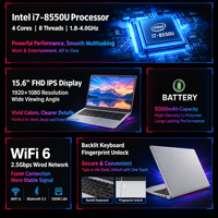 Notebook PC Perak Grosir Baru 15.6" Intel Core I7 8550U UHD Graphics 620 WiFi Dual Band Logo Kustom Cangkang Plastik Pasokan Massal