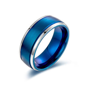 Men's Two-Tone Titanium Steel <b>Ring</b> 8mm Brushed Matte Gold Plated Wedding Band - Product Image 5