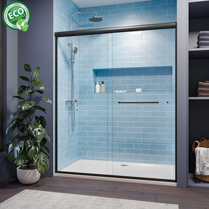 Cabine de douche sans cadre en nickel brossé, verre trempé de 8 mm, quincaillerie en acier inoxydable 304, robuste - Product Image 1