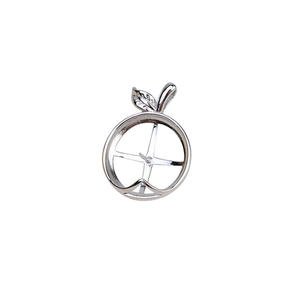 Pendentif pomme rond plaqué argent 925, support de perle 17 mm, composant de collier, composant de bijoux WENCHI - Product Image 4