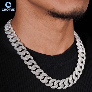 สร้อยคอเงินแท้ 925 ชุบทอง ประดับเพชรโมอิสซาไนต์ รับรองโดย GRA ขนาด 18 มม. แบบ Cuban Link สำหรับผู้ชาย สไตล์ Iced Out - Product Image 2