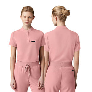 ユニセックス6ポケットスクラブスーツハーフスリーブVネックレギンスハンドドロープリント洗える耐久性のある織り生地看護師セットドローストリング - Product Image 4