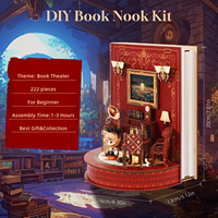Libro de Teatro DIY: Maqueta de Casa Pequeña, Rompecabezas de Bloques de Madera 3D, Juguete de Libro Vertical, Adornos Decorativos, Regalo Festivo para Todas las Edades