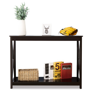 Mesa consola de madera maciza con estante de almacenamiento para sala de estar, dormitorio, estudio - Product Image 1