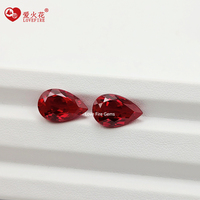 Harga Grosir Batu Permata Merah Ruby Sintetis Potongan Pear Warna Darah Merpati 5*7mm-8*10mm, Diolah Panas, Hasil Laboratorium