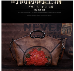 Sac à main pour femmes et filles en cuir de vache véritable, sac à bandoulière tendance, sacs à poignée supérieure, sacs fourre-tout rétro - Product Image 4