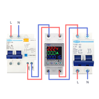 Dispositif de protection contre les surtensions et les sous-tensions réglable sur rail DIN TOMZN 63A 230V avec protection contre les surintensités