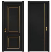 Porte battante intérieure en bois composite finition moderne sans formaldéhyde, grain de bois, pour salle de bain et salon