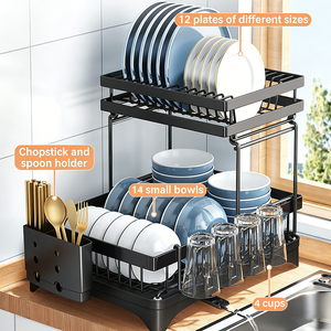 Moderno Escurridor de <span class=keywords><strong>Platos</strong></span> de Metal de Dos Niveles, Organizador de Cocina, Escurridor de <span class=keywords><strong>Platos</strong></span> <span class=keywords><strong>para</strong></span> Fregadero, Estantes Organizadores <span class=keywords><strong>para</strong></span> Cocina - Product Image 4