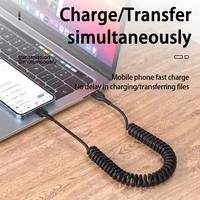 Nouveau câble de données télescopique anti-torsion 5A, câble de charge rapide enroulé USB C pour téléphone portable, compatible avec l'ordinateur