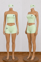 Conjuntos de Ropa de Verano 2026 para Mujer, Estilo Y2K, con Logotipo Personalizado, Top Tubo sin Mangas, Pantalones Cortos y Diadema, 3 Piezas