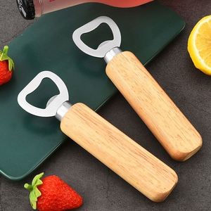 Custom High Quality Stainless Steel Soda Drinks <b>Kitchen</b> Tool Beer Home Use Wooden Handle Beer Bottle Opener - Product Image 5