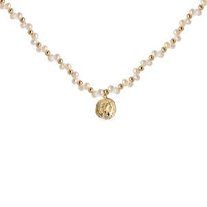 Collar de Perlas de Agua Dulce Naturales de Oro de 14K WENCHI para Mujer, Cadena de Clavícula Irregular Vintage con Turquesa Chapada en Rodio - Product Image 5