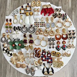 Anting Wanita Desain 200 Anting-Anting Menjuntai Logam Pernyataan ZA Musim Dingin Perhiasan Trendi Elegan Anting-Anting Mode Tetesan Geometris Besar untuk Wanita