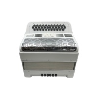 Accordéon professionnel OEM 34 boutons, 12 basses, 3 registres, corps blanc brillant, grille argentée, boutons argentés JB3412C
