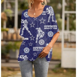 Nuevo diseño 2024 Camiseta de mujer Otoño Nueva manga corta <span class=keywords><strong>NFL</strong></span> Todos los 32 equipos Equipos de fútbol Camiseta de verano para mujer - Product Image 4