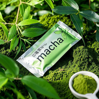 Sachet d'emballage personnalisé en papier kraft vert brillant laminé avec fermeture éclair pour poudre de thé matcha