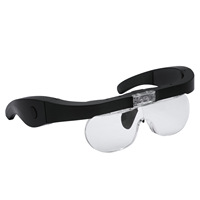 Lunettes Loupe Rechargeable avec 2 Lumières LED et Lentilles Amovibles 1.5X 2.5X 3.5X 5X Lunettes de Lecture