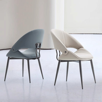 Chaises de salle à manger modernes minimalistes de luxe avec revêtement en cuir PU et pieds en acier carbone - Meubles écologiques pour la maison