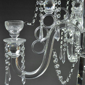 Candelabro a 9 Bracci in Cristallo K9 con Finitura Argento Fatto a Mano per Centrotavola Natalizi e Matrimoniali (BS-CH080) - Product Image 6