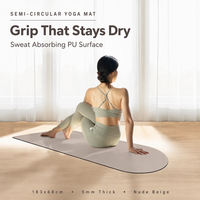 Tapis de yoga en caoutchouc naturel PU, antidérapant, absorbant la transpiration, extrémités semi-circulaires arrondies, 183x68cm, 5mm, pour yoga chaud, Pilates, salle de sport à domicile