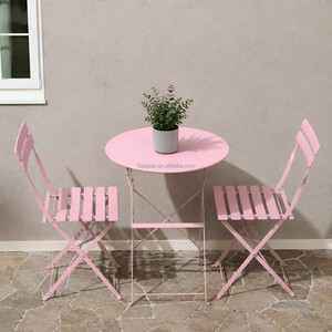 <span class=keywords><strong>Table</strong></span> rectangulaire pliable moderne et durable en fer avec quatre chaises à lattes pliables, empilables, résistantes aux intempéries, <span class=keywords><strong>pour</strong></span> petit espace extérieur ou parc - Product Image 5