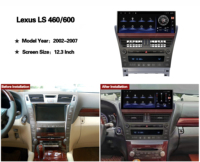 Autoradio Android 15 avec écran tactile de 12,3 pouces pour LEXUS LS460-600 2002-2007, lecteur multimédia DVD, GPS, système stéréo