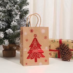 Nouvel arrivage de sac en papier kraft avec motif d'arbre de Noël Elk Snow Foil Papier kraft marron écologique pour pizza Cadeaux de réveillon de Noël - Product Image 4